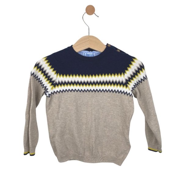 Mayoral Other - Mayoral Knitted Sweater Beige, Blue and Yellow 18 Months